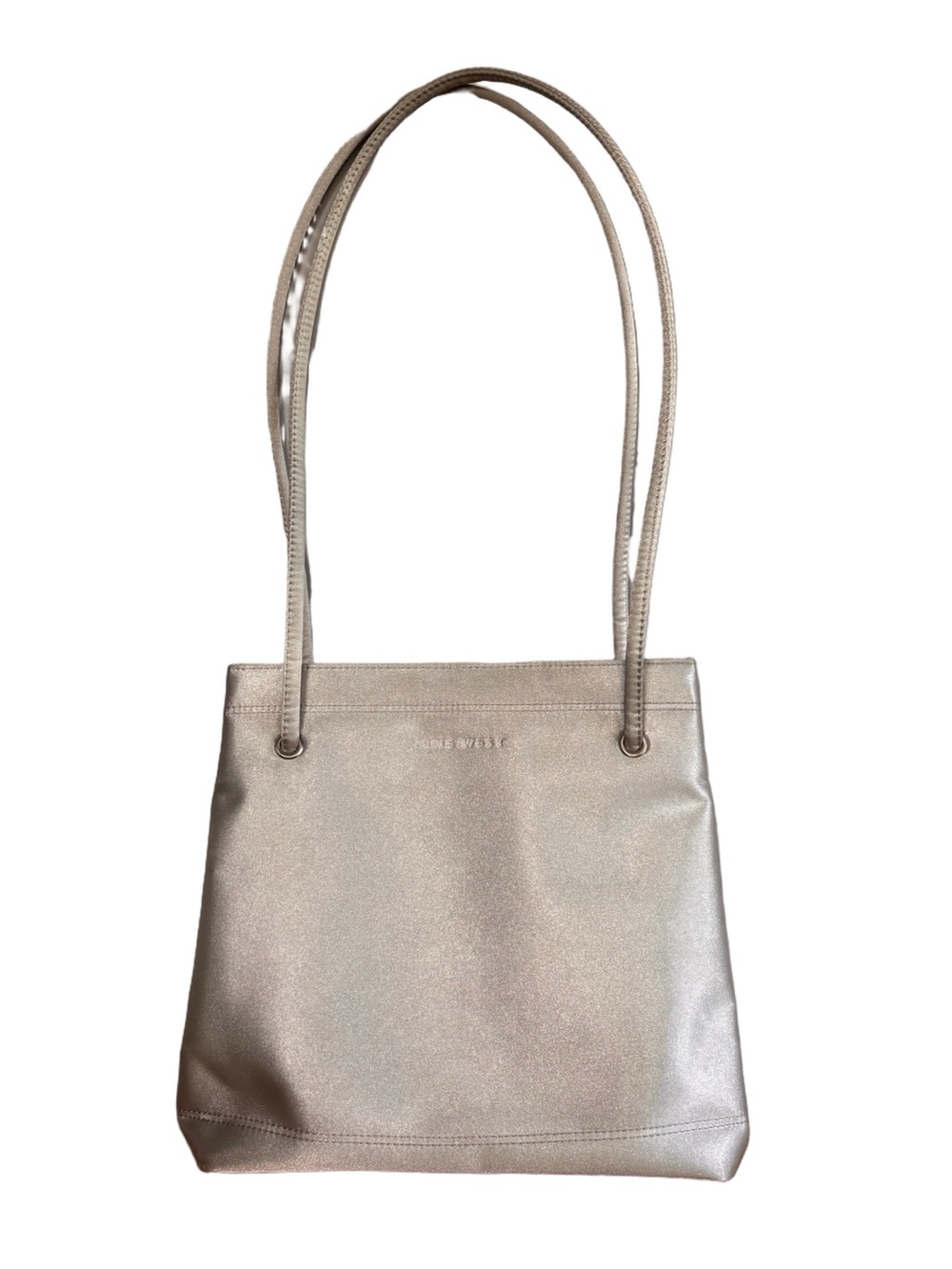Vintage Nine West Silver Metallic Satin Tote Shoulder Bag 90s Y2K